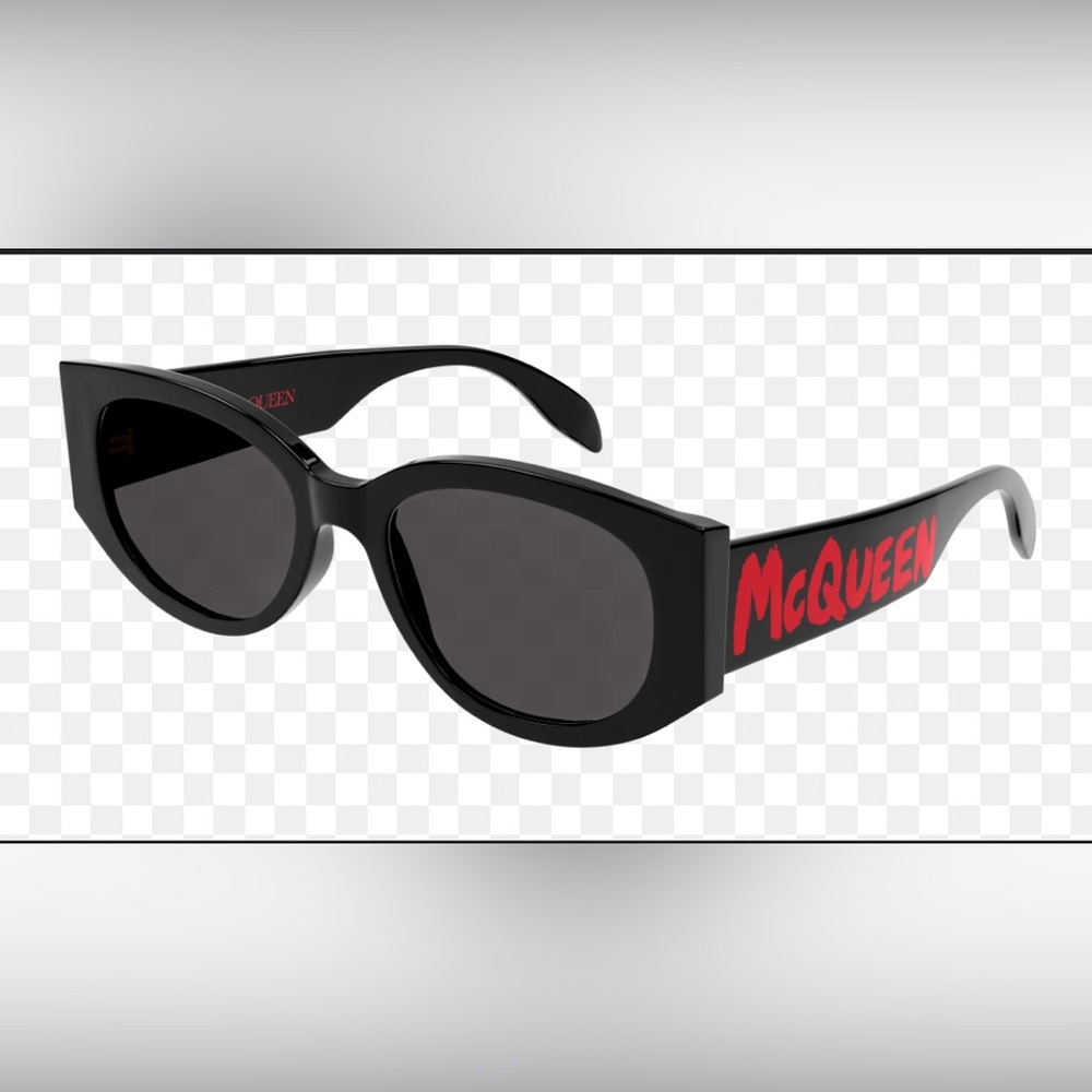 Alexander McQueen Black and Red Sunglasses with case.